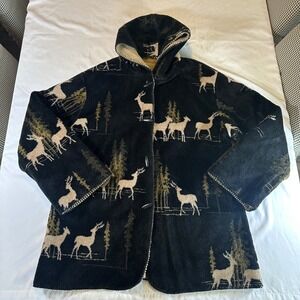 Alpine Studio Reversible Hooded Fleece Jacket Women's XL Cozycore Cottagecore